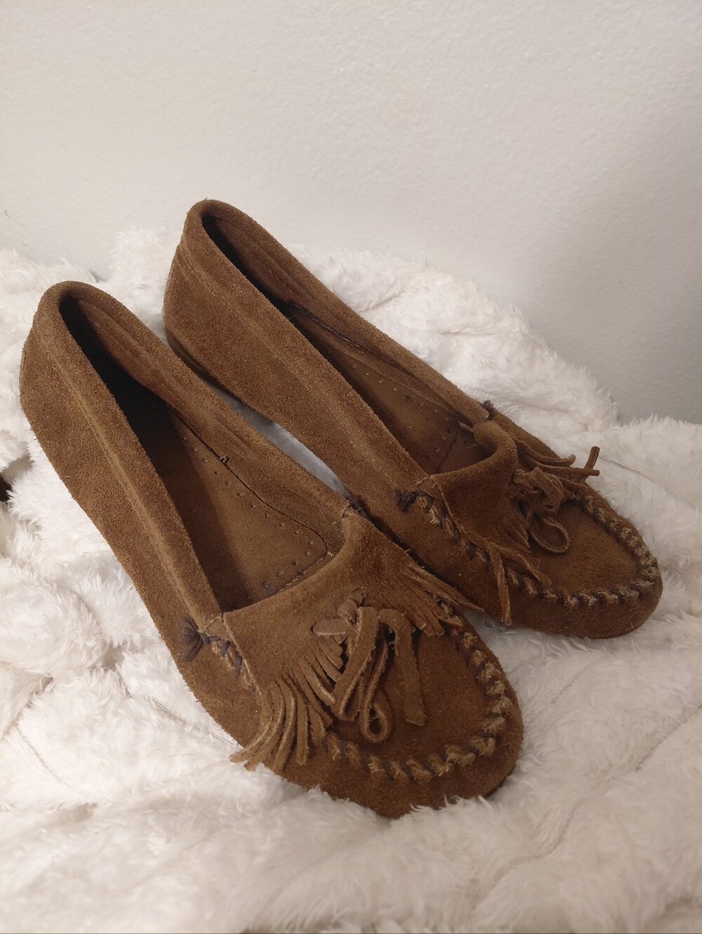 Minnetonka Kilty Suede Moccasins
